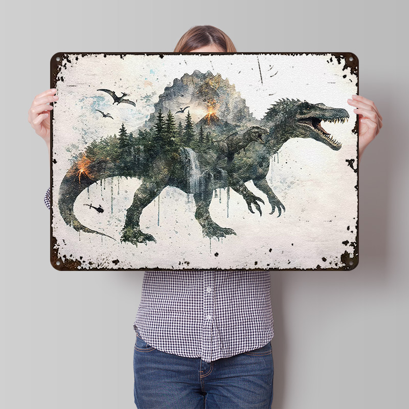Retro Poster Gaming - Spinosaurus Metal Poster Customized Wall Art