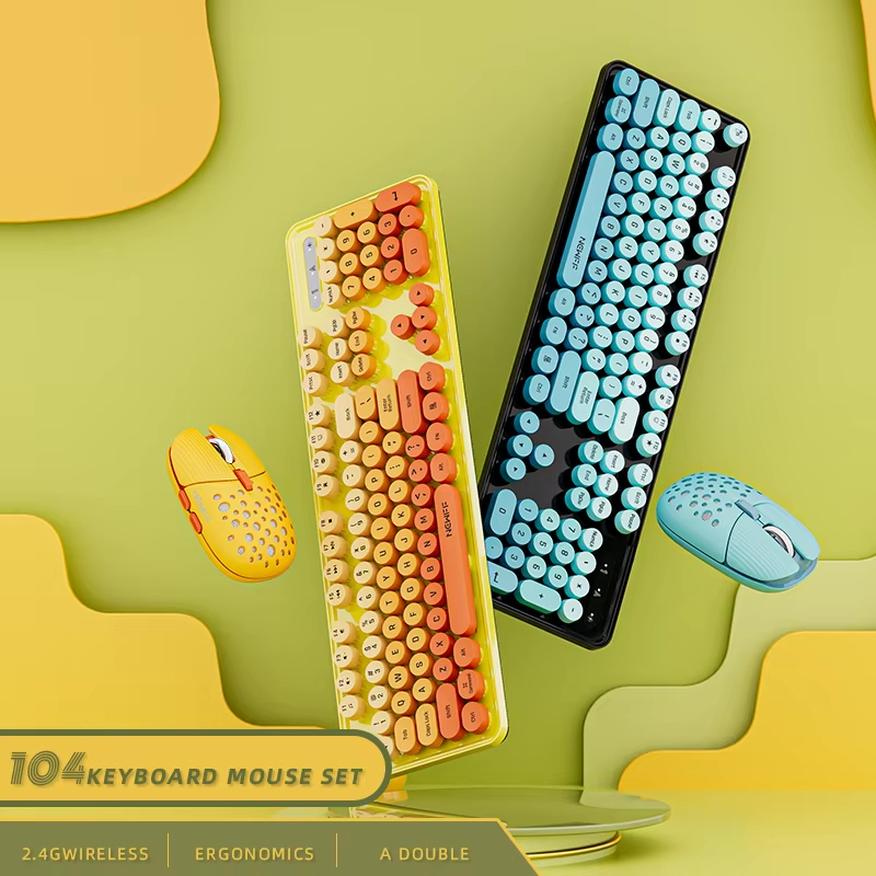 Retro Gaming Kc - 2.4G Wireless Full-Size Ergonomic Keyboard and