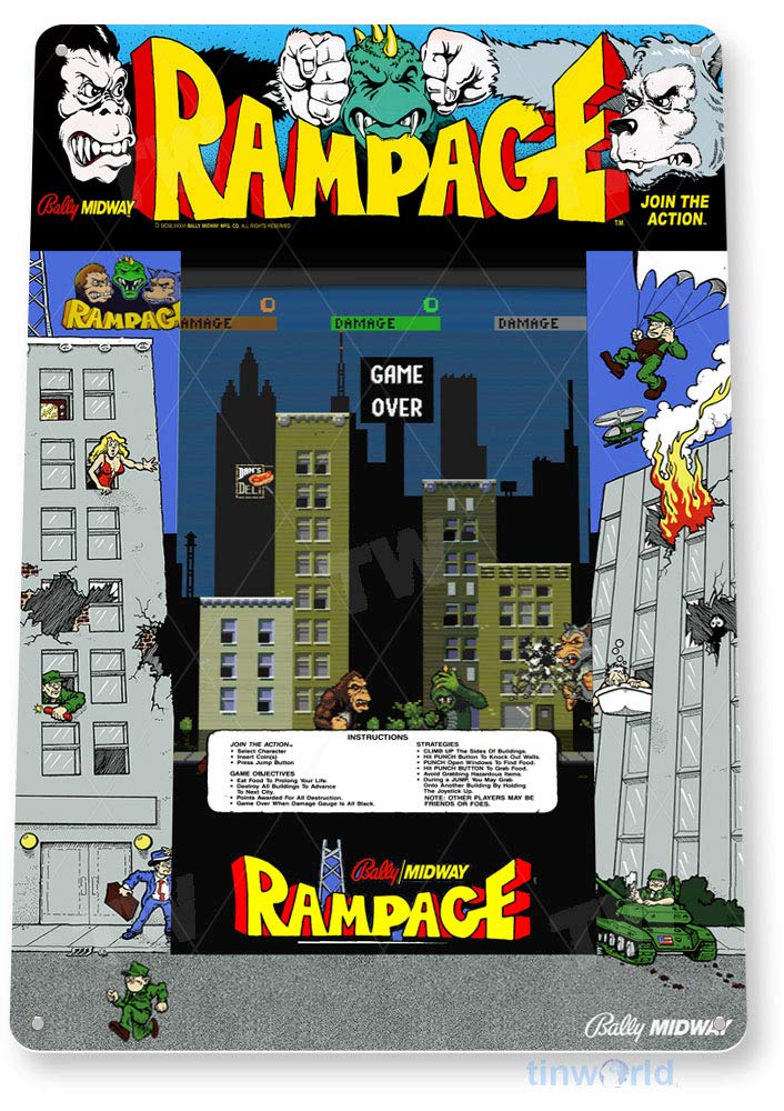 TIN SIGN Rampage Arcade Sign G - Retro Gaming Shops review and price