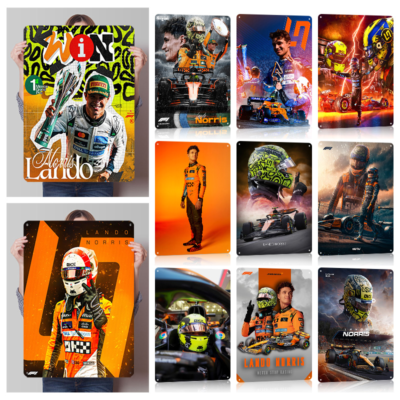Lando Norris Racing Metal Post - Retro Poster Gaming review and price