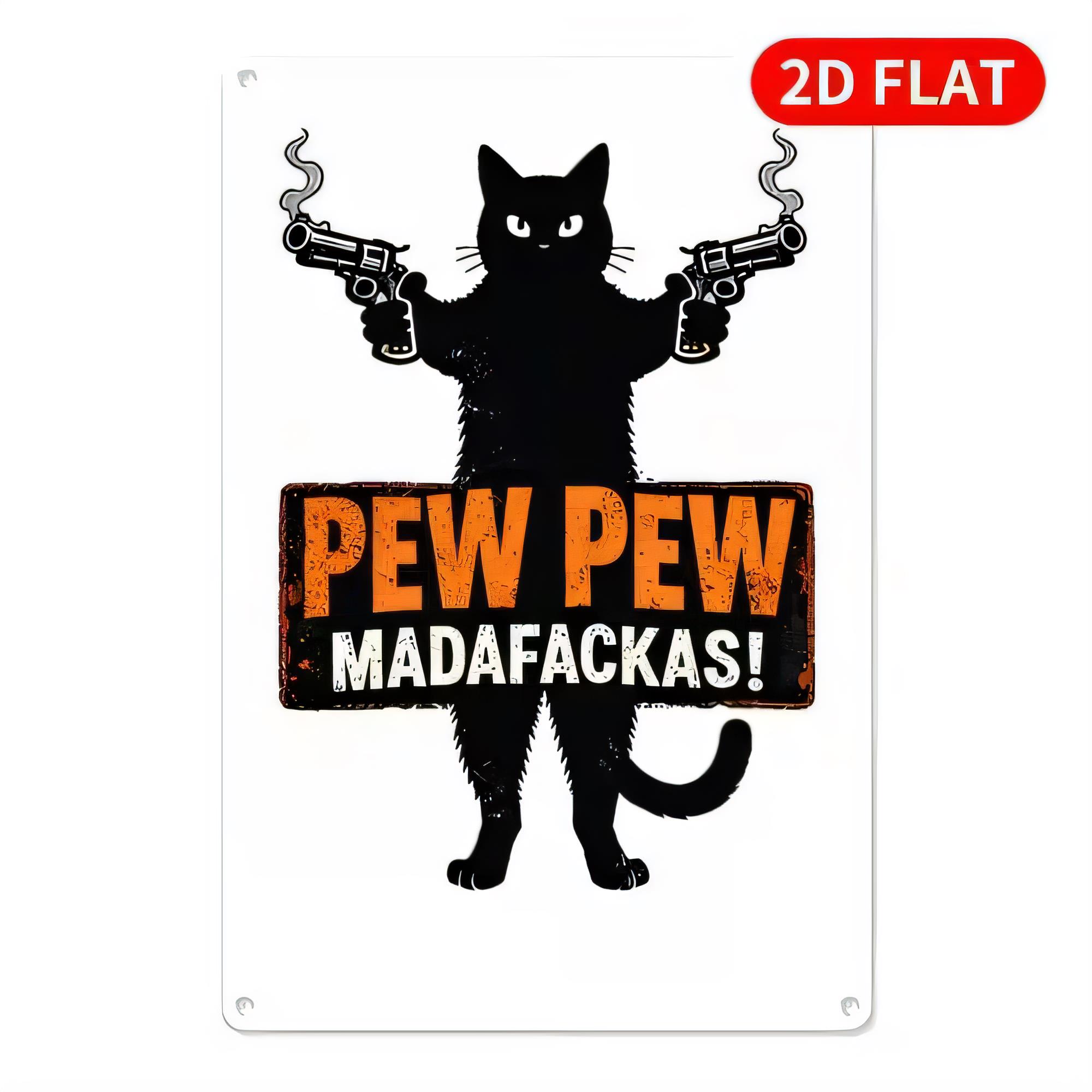 Tin Sign  Pew Pew Madafakkas F - Retro Gaming Gun review and price