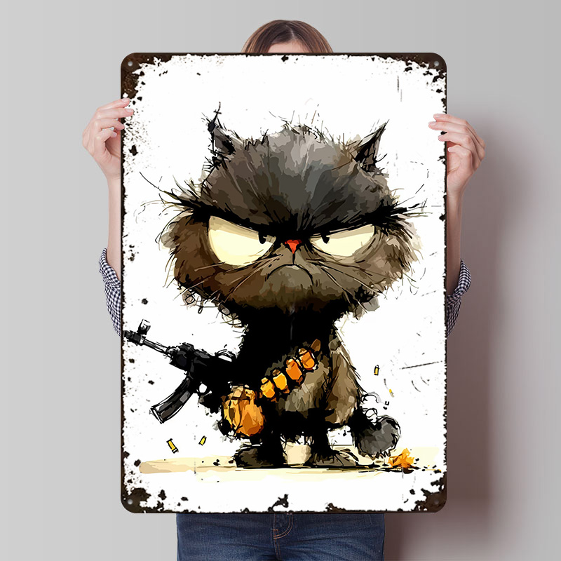 Cat With Gun Printed Poster Cu - Retro Gaming Gun review and price