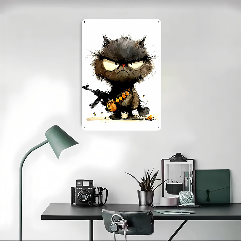 Cat With Gun Printed Poster Cu - Retro Gaming Gun review and price